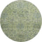 8' Artichoke Green And Gray Damask Washable Round Rug With UV Protection