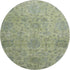8' Artichoke Green And Gray Damask Washable Round Rug With UV Protection