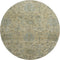 8' Beige And Gray Damask Washable Round Rug With UV Protection