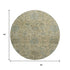 8' Beige And Gray Damask Washable Round Rug With UV Protection