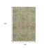 9' X 12' Beige And Gray Damask Washable Area Rug With UV Protection