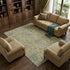 9' X 12' Beige And Gray Damask Washable Area Rug With UV Protection