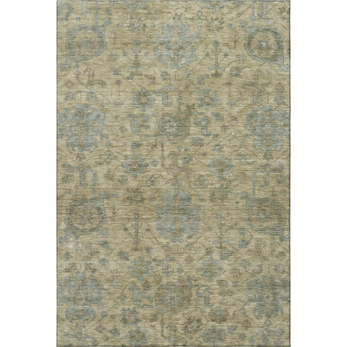 9' X 12' Beige And Gray Damask Washable Area Rug With UV Protection