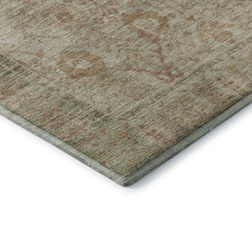 8' X 10' Beige And Coral Oriental Washable Area Rug With UV Protection