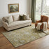 5' X 8' Brown Gray And Gold Floral Washable Area Rug With UV Protection