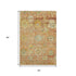 5' X 8' Coral Gold And Blue Floral Washable Area Rug With UV Protection