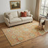 5' X 8' Coral Gold And Blue Floral Washable Area Rug With UV Protection