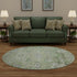 8' Mint Green Purple And Beige Floral Washable Round Rug With UV Protection