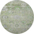 8' Mint Green Purple And Beige Floral Washable Round Rug With UV Protection