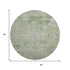 8' Mint Green Purple And Beige Floral Washable Round Rug With UV Protection