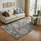 5' X 8' Blue Gold And Coral Floral Washable Area Rug With UV Protection