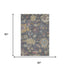 5' X 8' Blue Gold And Coral Floral Washable Area Rug With UV Protection