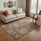 5' X 8' Brown Beige And Coral Floral Washable Area Rug With UV Protection