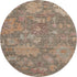 8' Brown Beige And Coral Floral Washable Round Rug With UV Protection