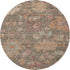 8' Brown Beige And Coral Floral Washable Round Rug With UV Protection