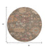 8' Brown Beige And Coral Floral Washable Round Rug With UV Protection