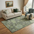 5' X 8' Fern Green And Gray Floral Washable Area Rug With UV Protection