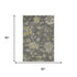 5' X 8' Gray Gold And Beige Floral Washable Area Rug With UV Protection