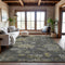 8' X 10' Gray Gold And Beige Floral Washable Area Rug With UV Protection