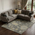 8' X 10' Gray Gold And Beige Floral Washable Area Rug With UV Protection