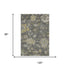 8' X 10' Gray Gold And Beige Floral Washable Area Rug With UV Protection