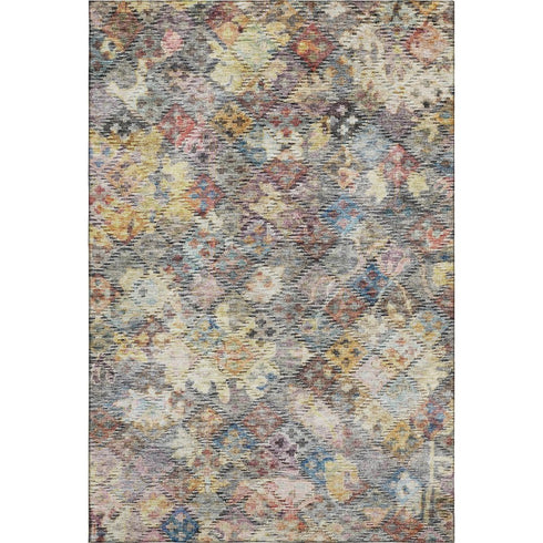 5' X 8' Gold Coral And Blue Abstract Geometric Washable Area Rug With UV Protection