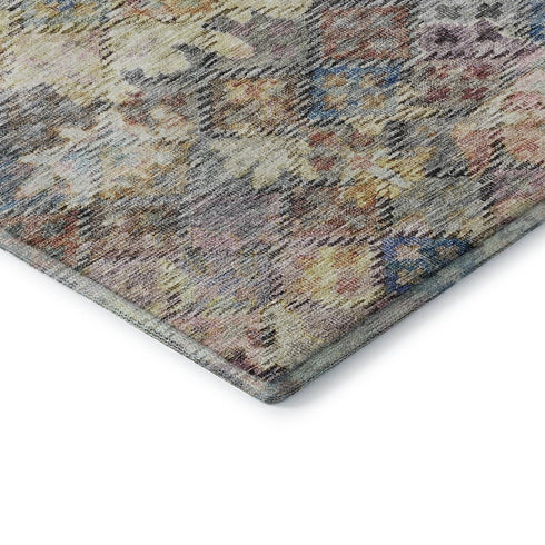 5' X 8' Gold Coral And Blue Abstract Geometric Washable Area Rug With UV Protection