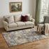 5' X 8' Gold Coral And Blue Abstract Geometric Washable Area Rug With UV Protection