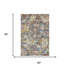 5' X 8' Gold Coral And Blue Abstract Geometric Washable Area Rug With UV Protection