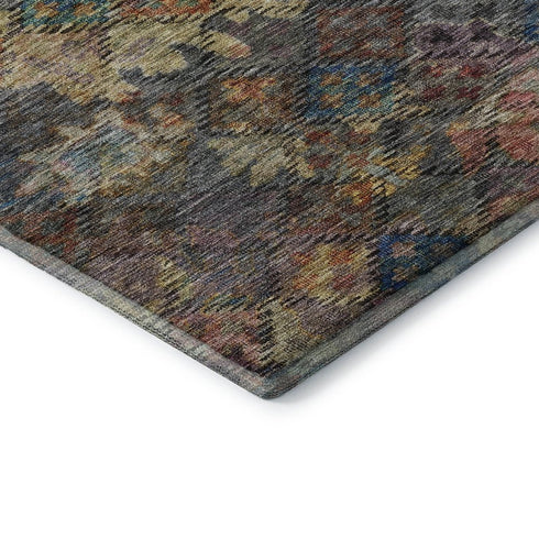 5' X 8' Gray Gold And Coral Abstract Geometric Washable Area Rug With UV Protection