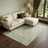 8' X 10' Artichoke Green Gray And Silver Damask Washable Area Rug With UV Protection