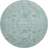 8' Teal Silver And Gray Damask Washable Round Rug With UV Protection