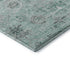8' Teal Silver And Gray Damask Washable Round Rug With UV Protection