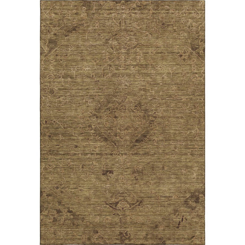 5' X 8' Brown And Coffee Medallion Washable Area Rug With UV Protection