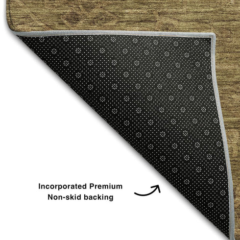 5' X 8' Brown And Coffee Medallion Washable Area Rug With UV Protection
