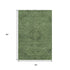 5' X 8' Fern Green And Emerald Medallion Washable Area Rug With UV Protection