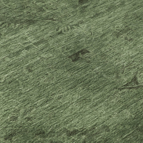 5' X 8' Fern Green And Emerald Medallion Washable Area Rug With UV Protection
