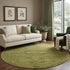 8' Olive Green And Gray Medallion Washable Round Rug With UV Protection