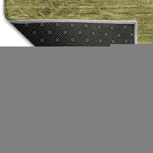 8' Olive Green And Gray Medallion Washable Round Rug With UV Protection