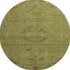 8' Olive Green And Gray Medallion Washable Round Rug With UV Protection