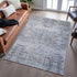 8' X 10' Taupe Blue And Gray Abstract Washable Area Rug With UV Protection