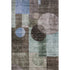 5' X 8' Brown Blue And Taupe Geometric Washable Area Rug With UV Protection