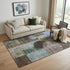 5' X 8' Brown Blue And Taupe Geometric Washable Area Rug With UV Protection