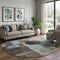 8' Brown Blue And Taupe Geometric Washable Round Rug With UV Protection