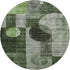 8' Fern Green Gray And Silver Geometric Washable Round Rug With UV Protection