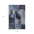 5' X 8' Navy Blue Silver And Charcoal Geometric Washable Area Rug With UV Protection