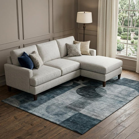 8' X 10' Teal Gray And Silver Geometric Washable Area Rug With UV Protection