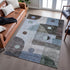 9' X 12' Blue Gray And Silver Geometric Washable Area Rug With UV Protection