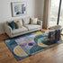 5' X 8' Blue Gold And Purple Abstract Geometric Washable Area Rug With UV Protection