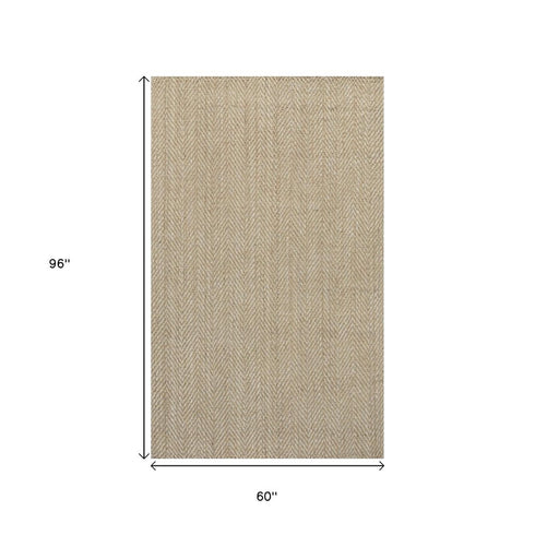 5' X 8' Ivory Jute Handmade Area Rug